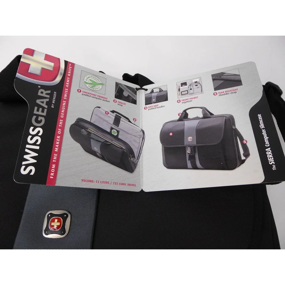 SWISS GEAR 'The Sierra' Protective Slim Case Computer Bag Black Nylon 16 inch NE
